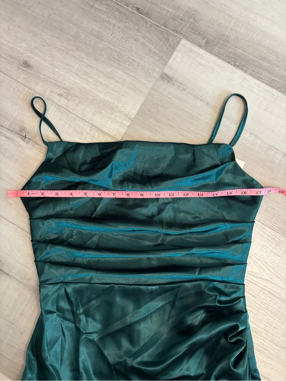 Birdy Grey Lydia Shiny Emerald Satin Bridesmaid Dress Slit NWT Medium - Picture 8 of 13